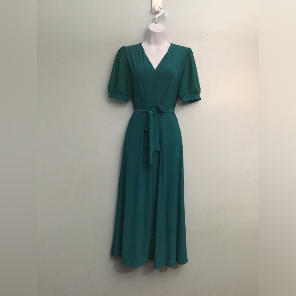 Chaus Teal V-Neck Tie-Waist Maxi Dress - Picture 7 of 16